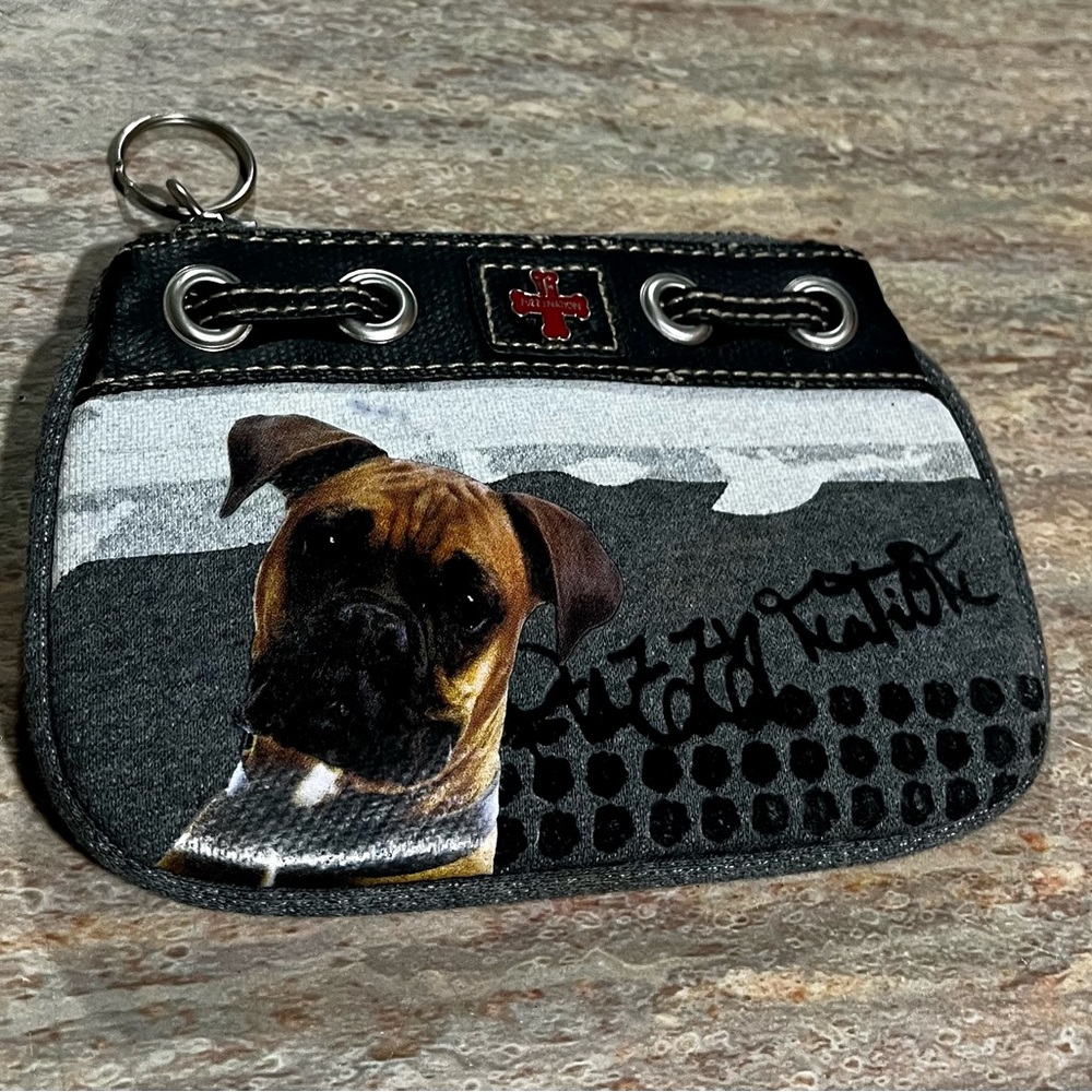 Fuzzy Nation dog themed purse/ wristlet